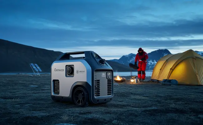 a machine next to a tent